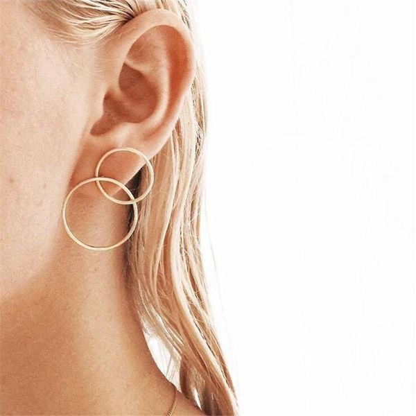 

hoop & huggie elegant geometric round circle earrings for women earring ear hoops earing brincos jewelry gift, Golden;silver