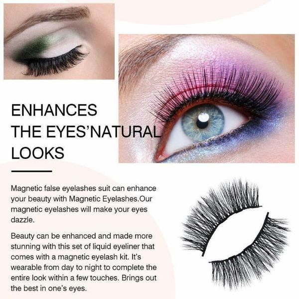 

false eyelashes 10 pairs magnetic lashes eyeliner kit faux long makeup clip mink bulk hair tools wholesale natural beaut z8c6