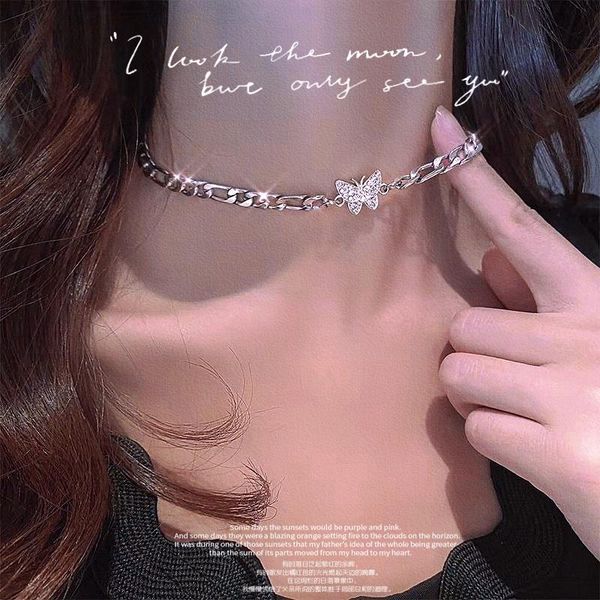 

chains necklaces for women \ 2021 butterfly chain contracted fashion cn(origin, Silver