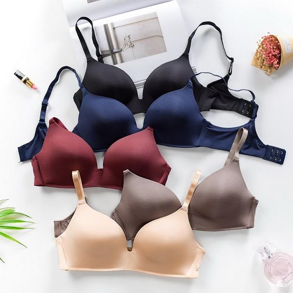 

bras ice silk bra for women comfort wireless gather underwear push up simple lingerie seamless brassiere bralettle, Red;black