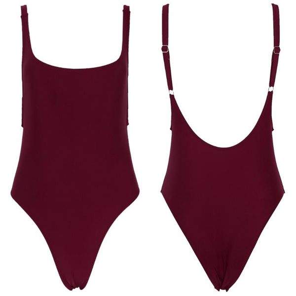 

women push up one-piece backless solid retro triangle swimsuit swimwear