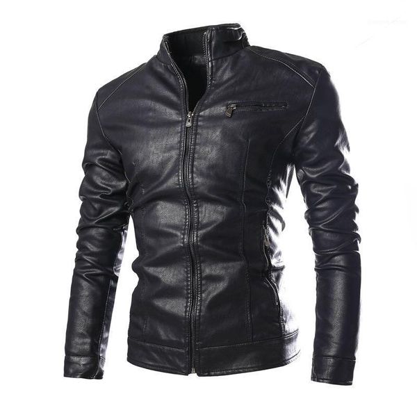 

men's fur & faux 2021 spring autumn men fashion korean style solid leather jacket male stand collar pu slim motorcycle coat s213, Black