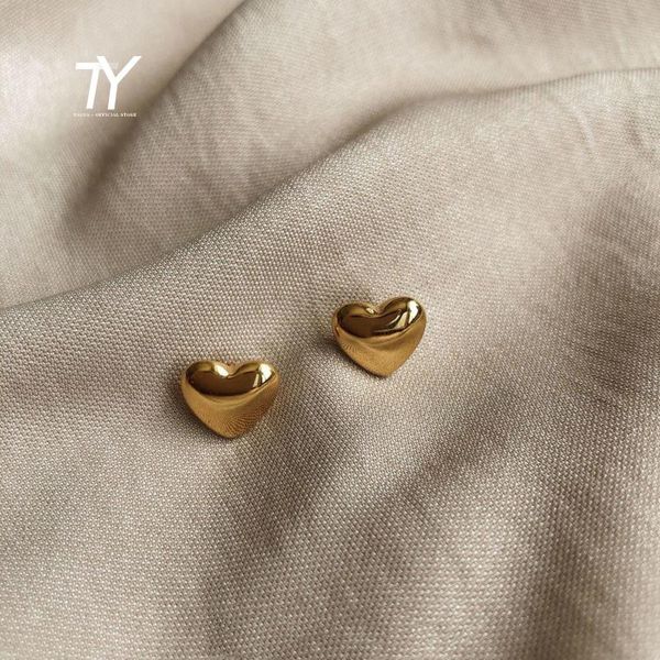 

stud simple and sweet gold heart-shaped stainless steel earrings for woman accessories korean fashion jewelry wedding girls, Golden;silver