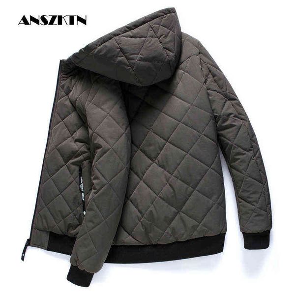 

anszktn new winter jackets parka men autumn winter warm outwear slim mens coats casual quilted jackets y1103, Black