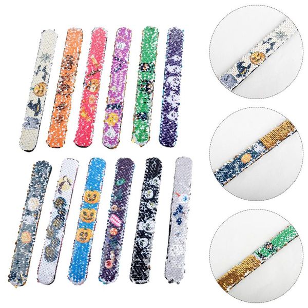 

party favor 12pcs kids novelty slap bracelets creative sequins wrap wristband props