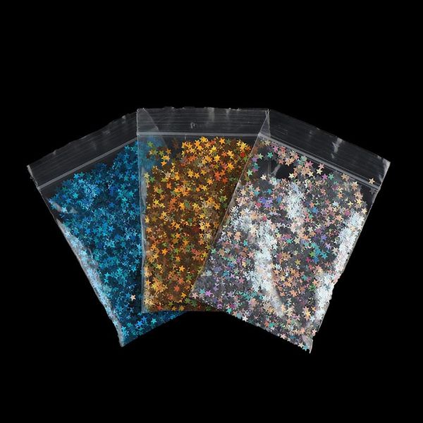 

1bag/5g laser five-pointed star sequins nail sequins glitter flakes slices nails accessories diy nail art tool, Silver;gold