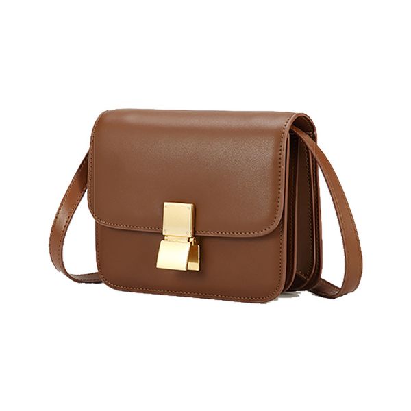 

design hand leather women's tofu box 2021 new fashion small square bag ins one shoulder messenger bag, Red;black