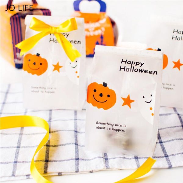 

gift wrap jo life 50pcs/set halloween party decoration pumpkin candy bag wedding birthday box cookie packaging bags