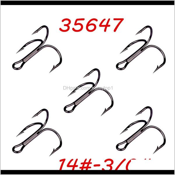 

50pcs/lot 14#-3/0# ll-35647 black nickel triple anchor hook high carbon steel fishing hooks pesca fishing tackle accessories bl_48 5rh ry8xg