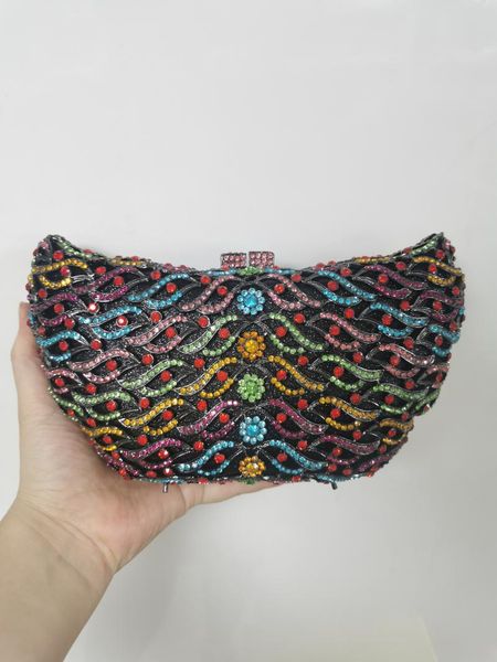 

evening bags xiyuan hollow out blue/purple crystal bag purse women fashion handbag wedding party diamond floral clutch