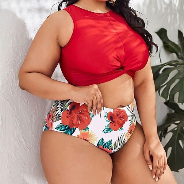 

women's swimwear summer fashion printed plus size bikini big fat split swimsuit maillot de bain femme beachwear, White;black