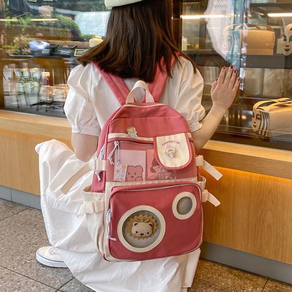 

backpack color collision waterproof nylon female girl cute schoolbag japanese department old sufeng large capacity