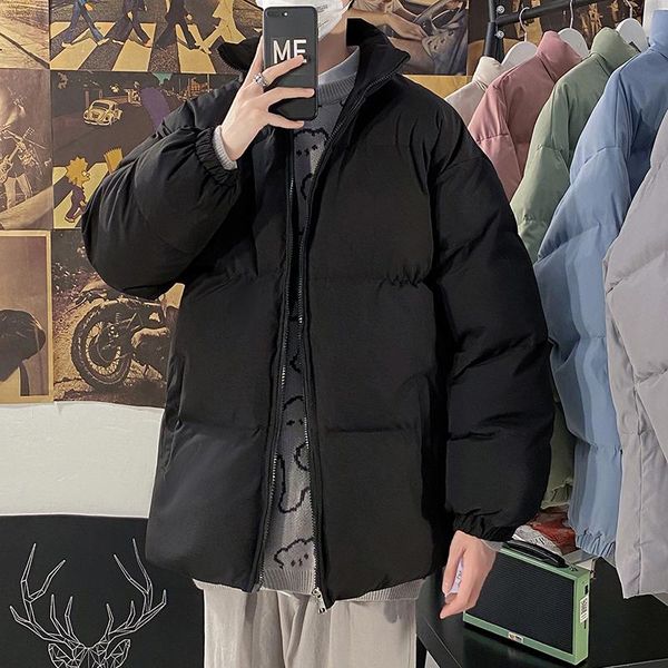 

men's down & parkas 2021 mens harajuku colorful bubble warm coat winter jacket men streetwear hip hop parka korean black thicken woman