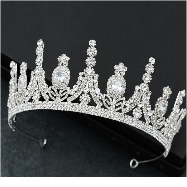 

zirconia and rhinestone queen bridal tiara crowns head jewelry women wedding bride tiara headpiece hair jewelry acc qylwbk, Silver