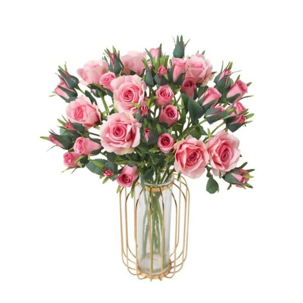 

decorative flowers & wreaths one fake short stem korea rose (5 heads/piece) 17" length simulation spring roses for wedding home artific