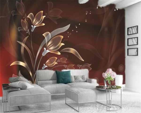 Duvar kağıtları özel 3d çiçek duvar kağıdı fantezi basit el boyalı çiçekler oturma odası yatak odası arka plan duvar dekorasyon duvar