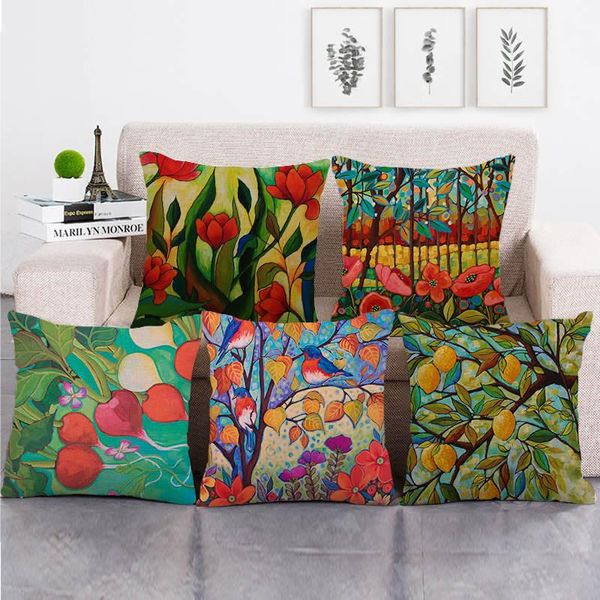 

cushion/decorative pillow 45cm*45cm oil paiting hello autumn throw cushion cover linen/cotton sofa decorative case