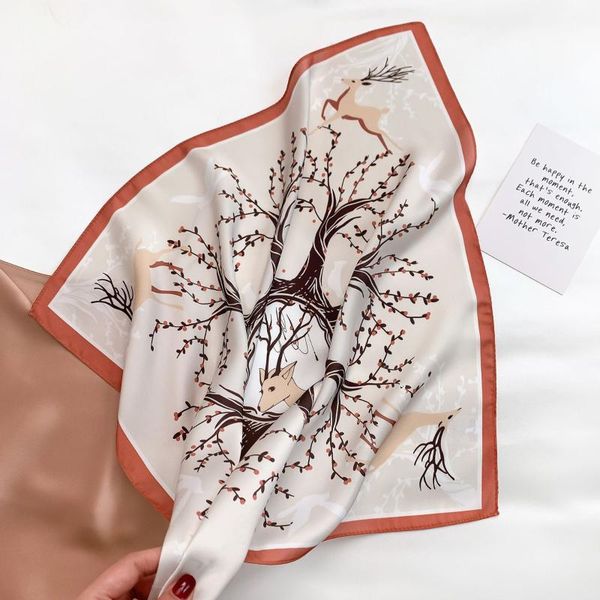 

scarves luxury silk head scarf tree for women fashion kerchief print hair scarfs 55cm square headband neck ladies dropship, Blue;gray