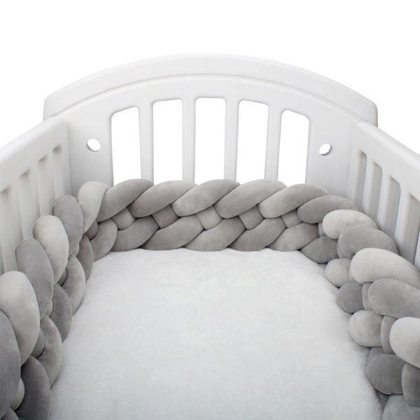 Bettwäsche Sets 2m Stoßfänger Bett Geflecht Knoten Kissen Kissen Feste Farbe für Kinderkrippe Schutzkleidung Cot Room Decor Drop Ship 240422