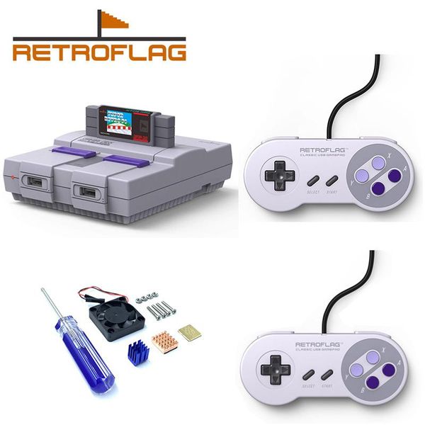 

game controllers & joysticks retroflag superpi u case or j with 2pcs wired usb gamepad coolling fan+heatsinks for raspberry pi 3b plus (3b+)