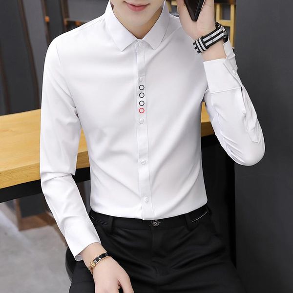 

men solid shirt spring vingtage casual camisas para hombre wedding long sleeve shirts social party male clothing, White;black