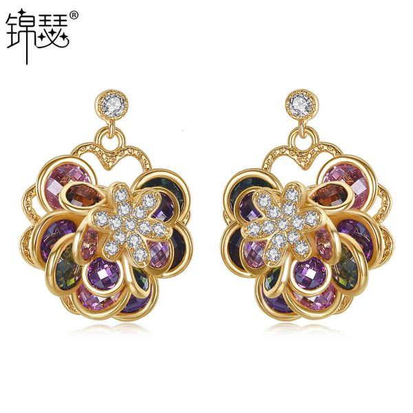 

jewelry charm stud chunhua earrings with 3a zircon banquet for women, Golden