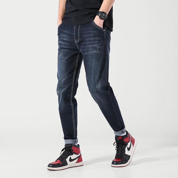

men's jeans men hombre loose straight plus size 48 46 42 40 boys elastic big denim casual simple stretched blue large trousers