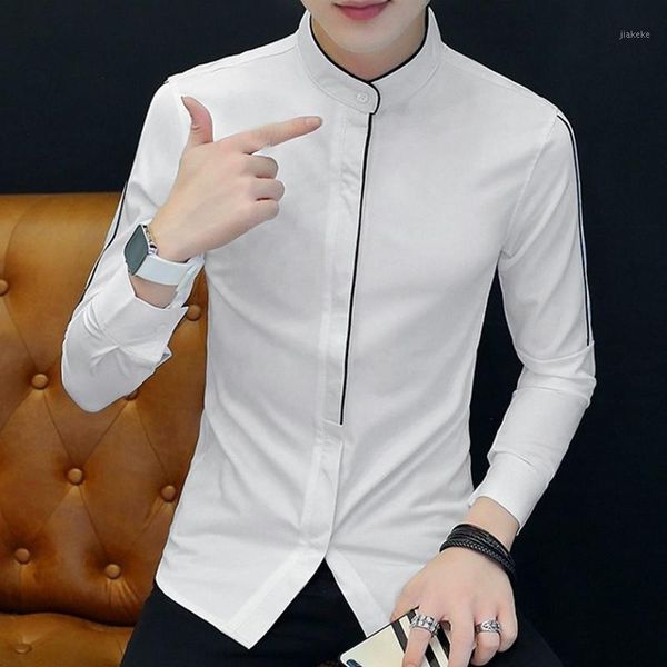 

incerun men dress shirt solid long sleeve fitness 2019 stand collar party club fashion business social shirts men camisa s-5xl1, White;black