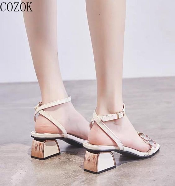 

sandals 2021 women's casual fashion trend all-match metal decoration shoes simple solid color, Black