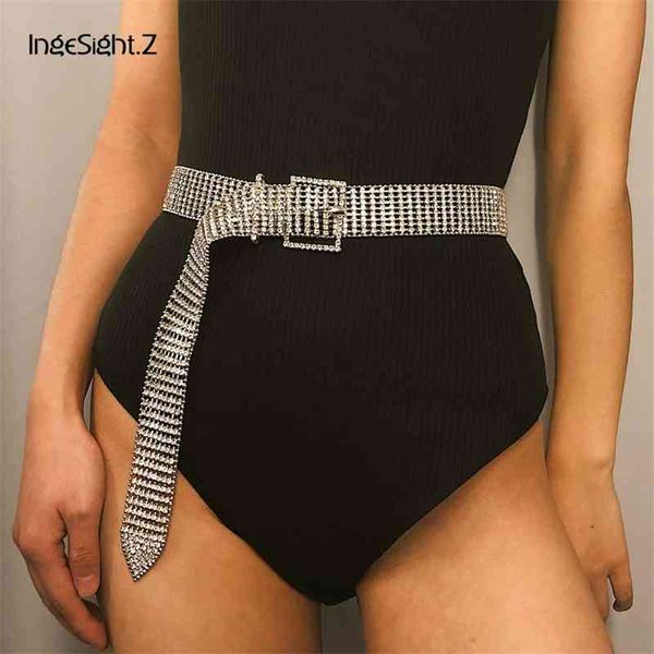 

ingesight.z luxury multi row shiny full iced out rhinestone belt bling crystal harness waist belly chain for women body jewelry, Silver