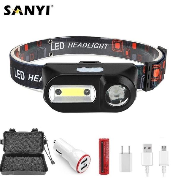 

headlamps sensor cob xpe headlamp head lamp usb rechargeable headlight waterproof led 18650 working light camping