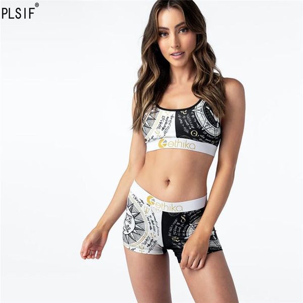 

women's tracksuits women letter elastic band stitching short vest shorts street fashion casual printed set autumn, Gray