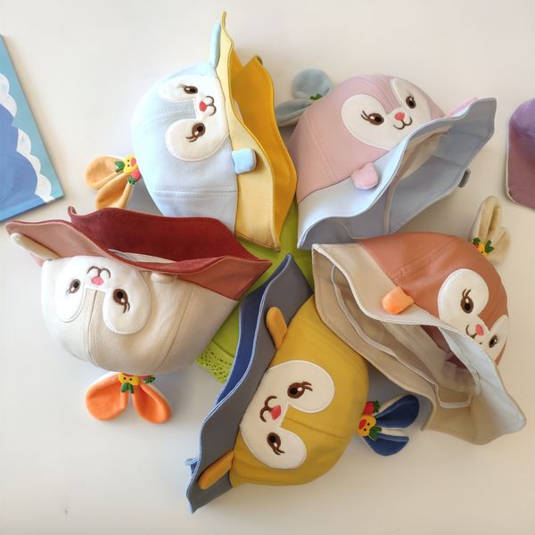 

new autumn korean thin fisherman hat toddler personalized breathable rabbit ear cartoon cute star delo basin hat, Yellow