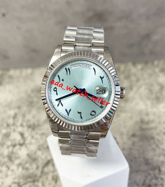 

bp maker mens watches 40mm dd 228239 228206 fluted bezel ice blue arabic numbers dial automatic movement 2 end links president bracelet sapp, Slivery;brown