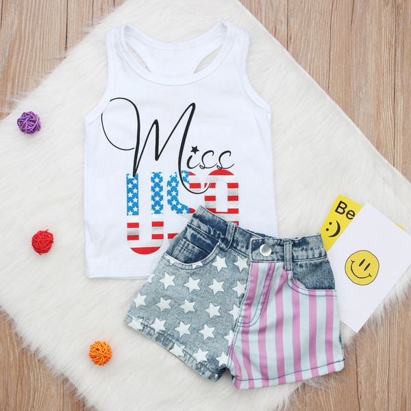 

kids clothing set baby girls summer print tank shorts clothes set infant children suit, White