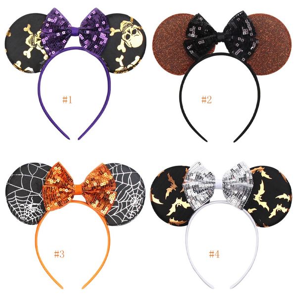 

4 style kids girl hair accessory halloween mouse ear with bow sequins design hair sticks girls baby accessory hair sticks, Slivery;white
