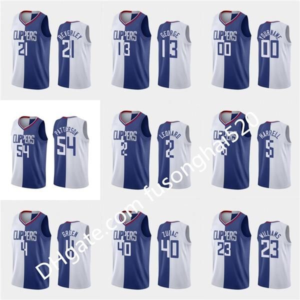 

print men's women kids any player paul george kawhi leonard lou williams montrezl harrell two-tone basketball jersey new uniform, Black;red