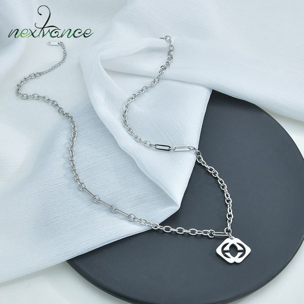 

nextvance 2021 charm stainless steel necklaces rhombus letter b g pendant neckalce for women lover jewelry gift, Silver