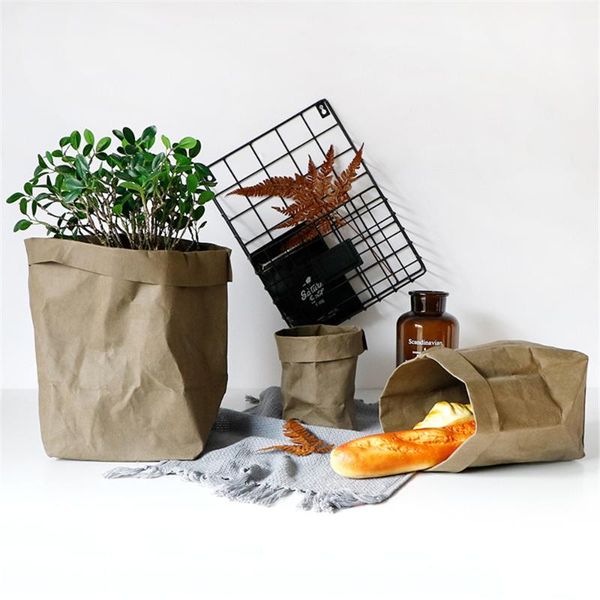 

storage bags washable kraft paper bag nordic european vegetable bread organizer pouch home flower succulents pots plants