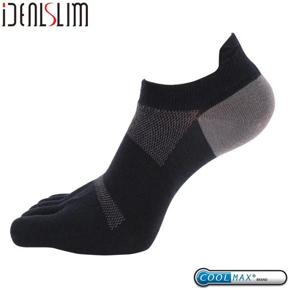 

sports socks idealslim five finger running coolmax men toe quick dry, Black