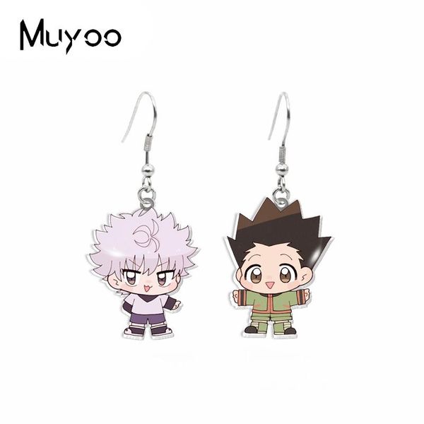 

dangle & chandelier 2021 funny kawaii x anime characters handcraft epoxy acrylic fish hook earrings, Silver
