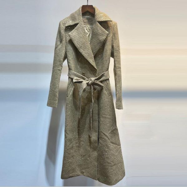 

women's trench coats sq10700 fashion women & jackets 2021 runway luxury european design party style clothing, Tan;black