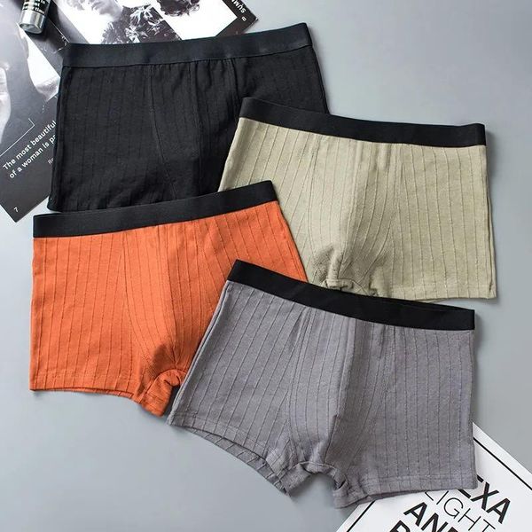 

underpants 4pcs/lot mid waist men underwear boxer shorts panties solid brand screw thread breathable l-3xl, Black;white