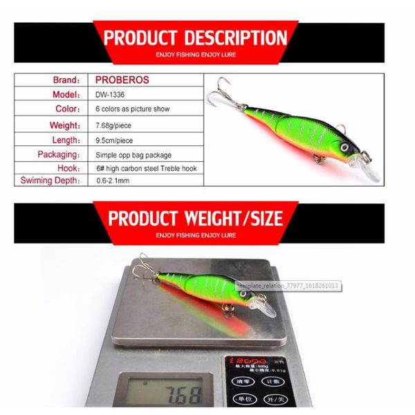 

1pcs 7.7g 9.5cm minnow wobbler fishing lure bionic plastic hard bait crankbait fishing tackle for fresh water b jllmok