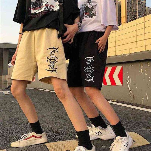 

solid color embroidery summer day sandy beach half harajuku cool fast dry thin tide fashion jogging casual sweatpants, Black;white