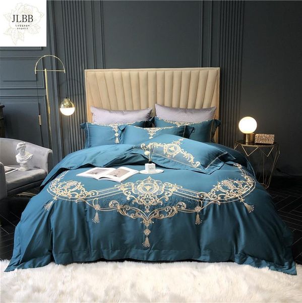 

bedding sets luxury european exquisite gold embroidery 600tc egyptian cotton soft duvet cover bed linen fitted sheet pillowcases set