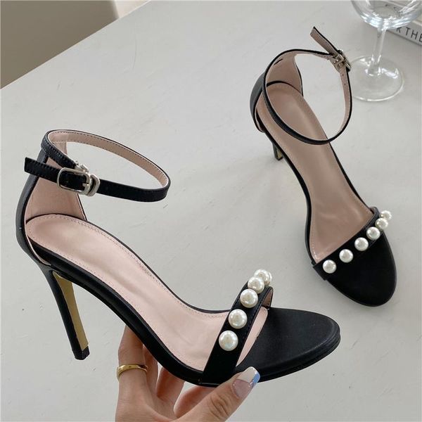 

dress shoes 2021 women 10cm high heels preal sandals lady stripper strap thin sandles wedding platform prom quality party, Black