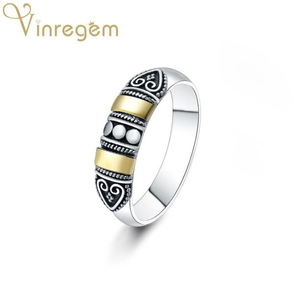 

cluster rings vinregem vintage 925 sterling silver wedding engagement women men ring antique fine jewelry wholesale drop, Golden;silver