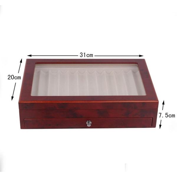 

black/ burgundy wooden pen display storage case, 23 pens capacity, fountain pen collector organizer box with jlloek yummy_shop