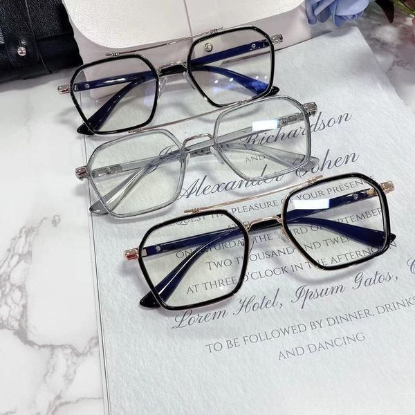 

sunglasses 2021 retro double beam glasses frame men's color-changing anti-blue light flat mirror women's finished, White;black